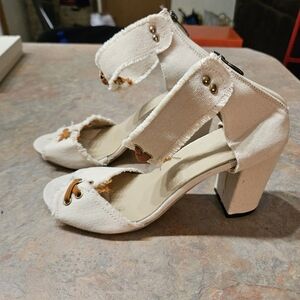 Canvas Block Heels NWOT